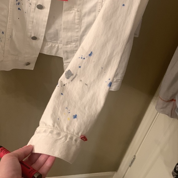 J Brand denimist White paint splatter AGNES TRUCKER Jacket-NWT-Hard to find - Picture 6 of 12